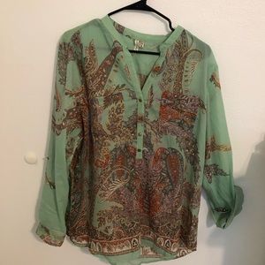 Mint Blouse with Print
